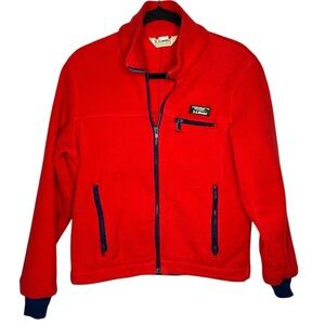 L.L. BEAN | Vintage Women’s Fleece Full Zip Jacket - Red + Navy - Sz Medium